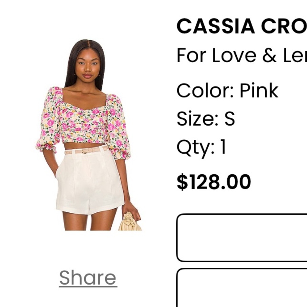 For Love And Lemons Floral Pink Crop Top